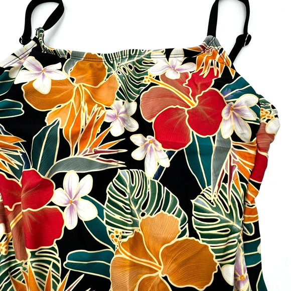 HURLEY | Women's Small One Piece Swimsuit Tropical Floral Strappy Back UPF 50+ - Picture 1 of 10